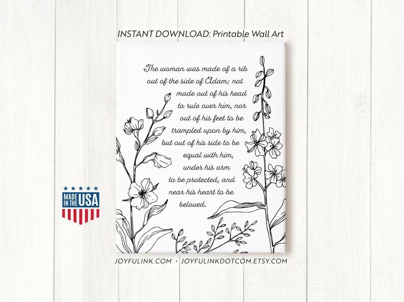 Matthew Henry Quote PRINTABLES (adam and Eve) "the Woman Was Made of a ...