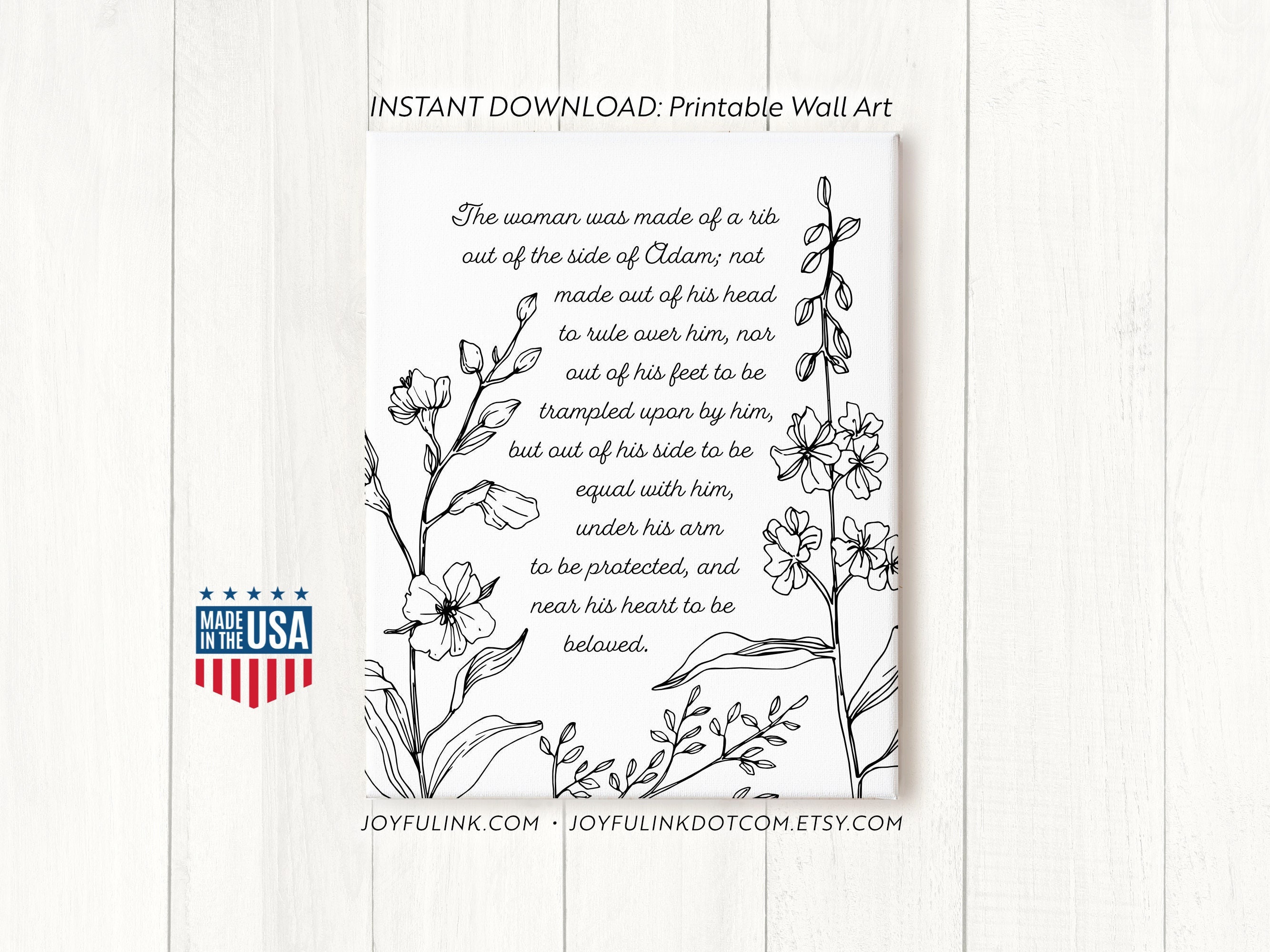 Matthew Henry Quote PRINTABLES (adam and Eve) "the Woman Was Made of a ...
