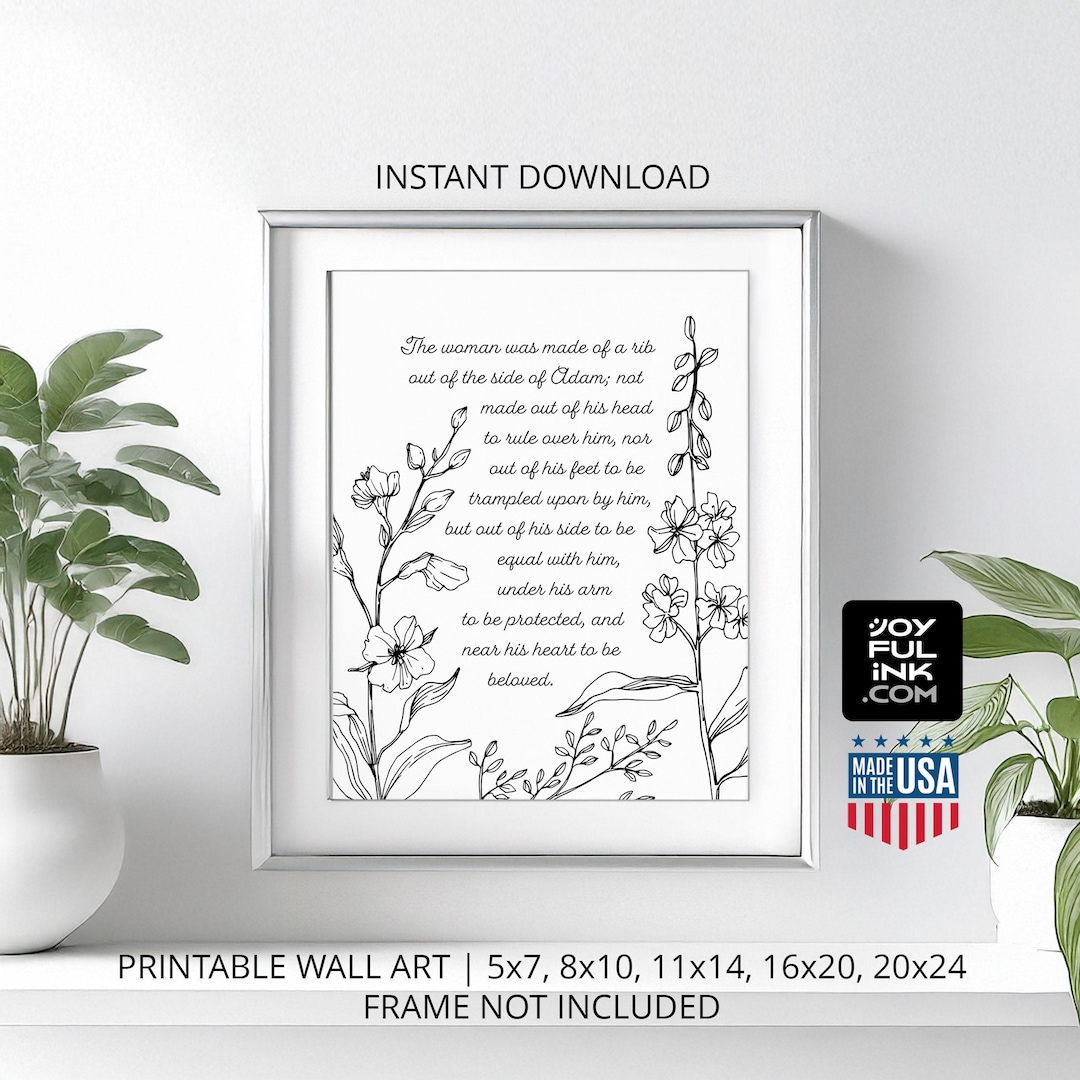 Matthew Henry Quote PRINTABLES (adam and Eve) "the Woman Was Made of a ...