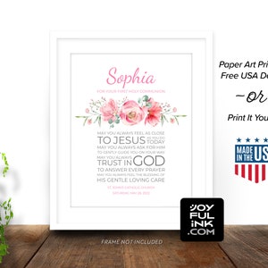 Personalized Prayer. First Communion Or Confirmation Gift For Girls. Paper Print or Digital Printable. Name, Date, more. Catholic gifts image 5