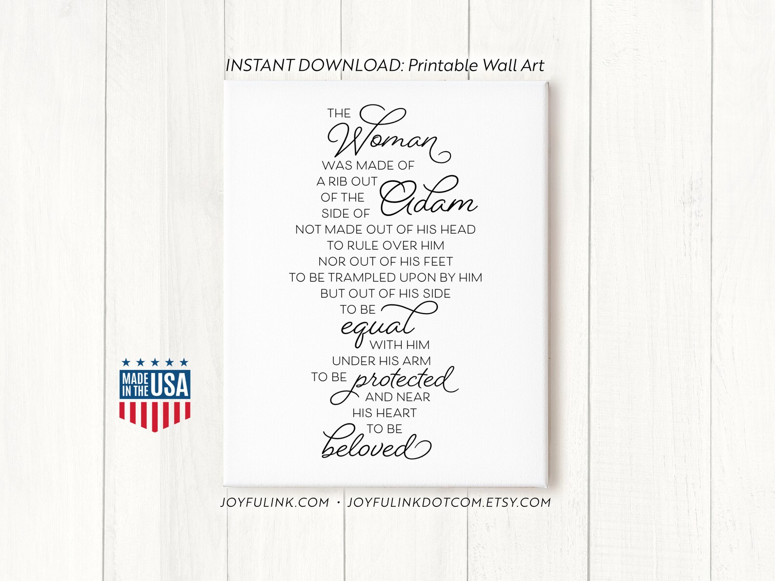 Matthew Henry Adam & Eve PRINTABLE the Woman Was Made of a Rib. Digital ...