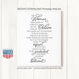 Matthew Henry Adam & Eve PRINTABLE the Woman Was Made of a Rib. Digital ...