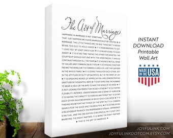 Marriage Quotes PRINTABLE | The Art of Marriage POEM  | Catholic | Christian | Minimalist Gifts for Newlyweds  | Renewing Vows | Anniversary