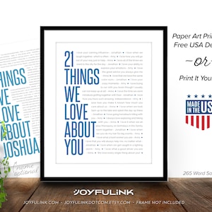 21 Things We Love About You. Personalized 21st Birthday Gift For Her Him Daughter Son Best Friend. Meaningful Thoughtful. Digital or Printed image 1