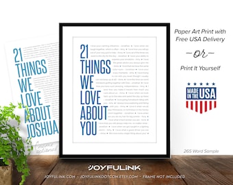 21 Things We Love About You. Personalized 21st Birthday Gift For Her Him Daughter Son Best Friend. Meaningful Thoughtful. Digital or Printed