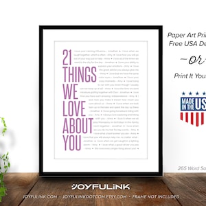 21 Things We Love About You. Personalized 21st Birthday Gift For Her Him Daughter Son Best Friend. Meaningful Thoughtful. Digital or Printed image 2