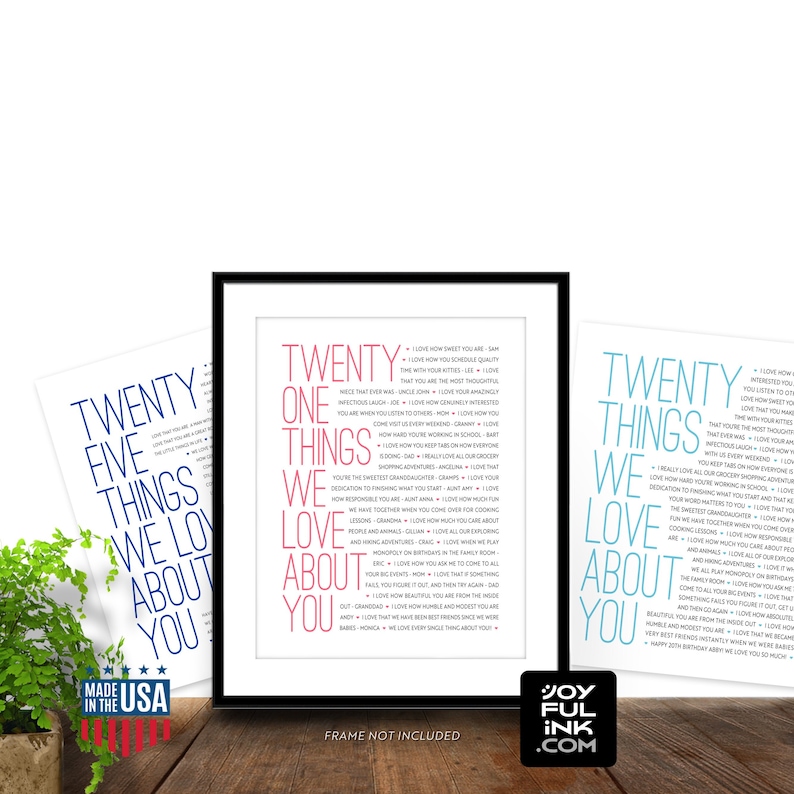 21 Things We Love About You. Personalized 21st Birthday Gift for Her ...