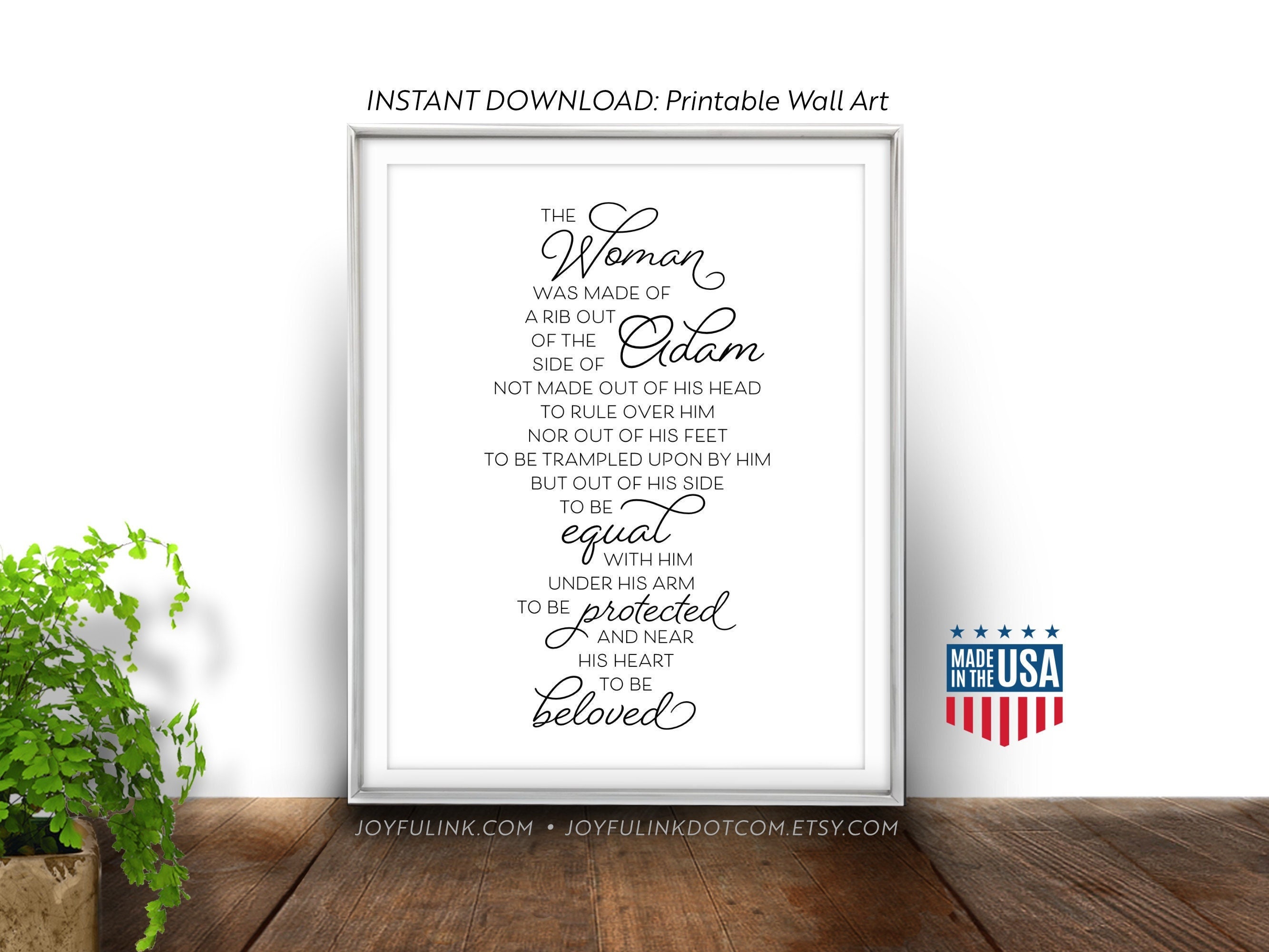 Matthew Henry Adam & Eve PRINTABLE the Woman Was Made of a Rib. Digital ...