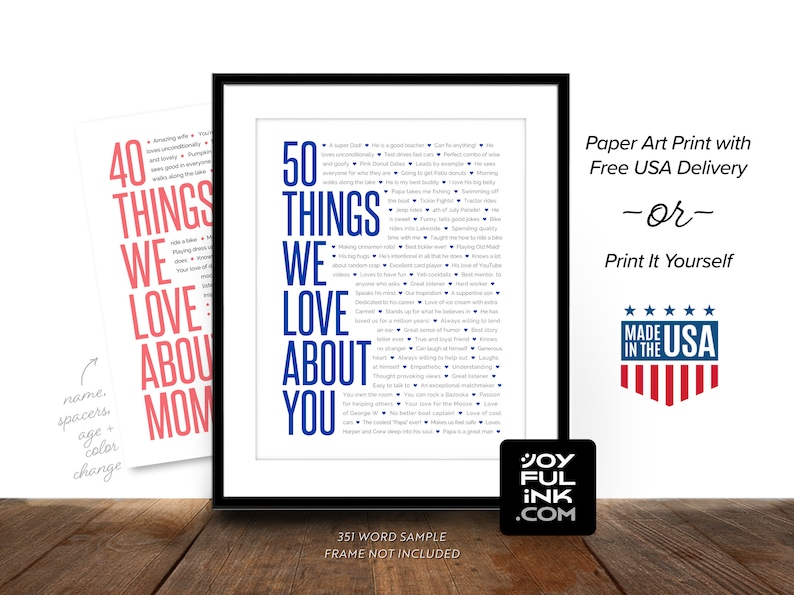 Unique gift for men who have everything: 50 Things We Love About You. Printed OR Digital. Personalized for his 50th. Group Gift for birthday image 1