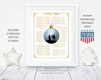 O Holy Night Wall Art Printable 8x10  | Christmas Carol | Christian Decor | Catholic Gift