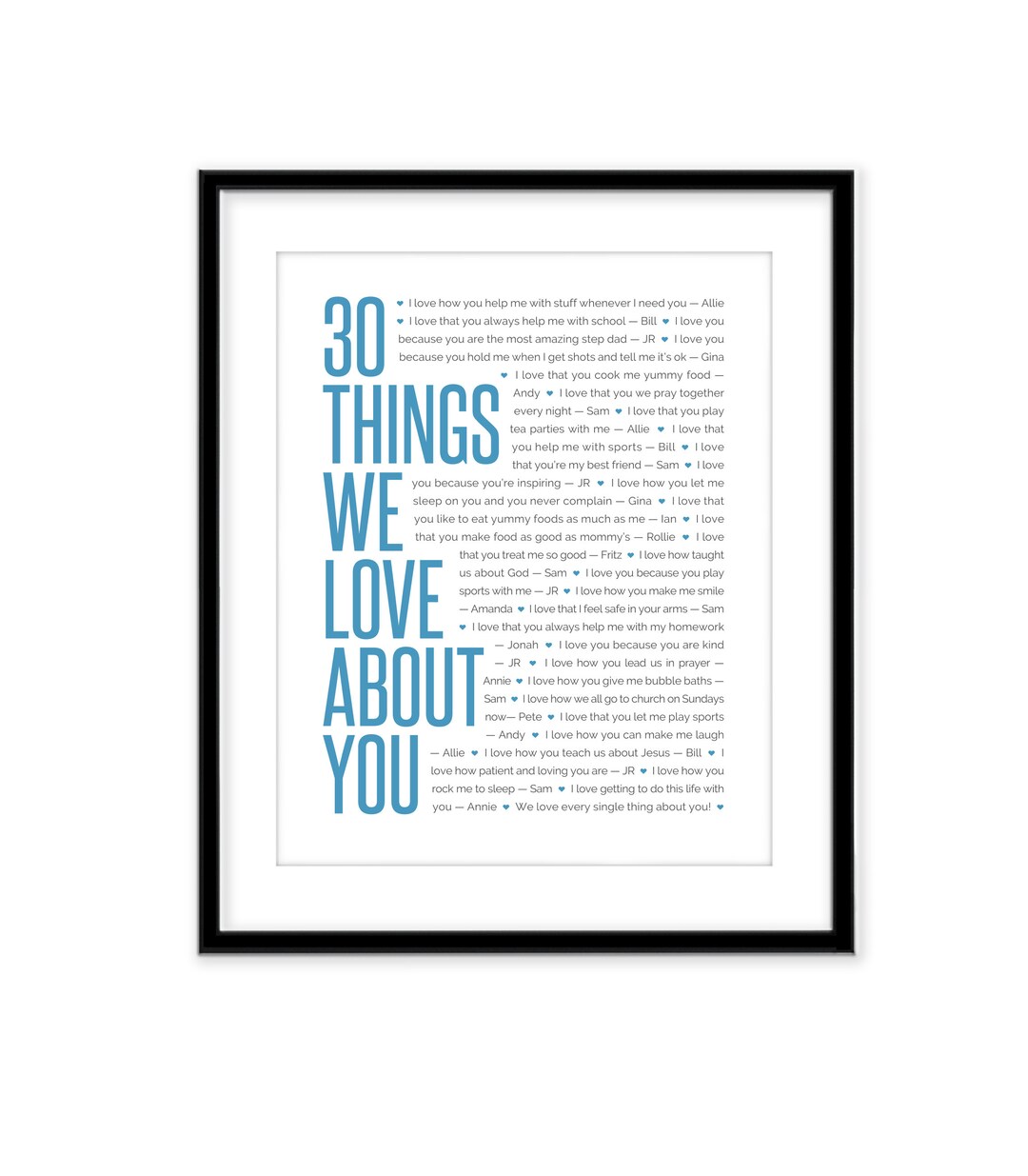 Personalized Gifts for Him 30th Birthday. 30 Things We Love About You