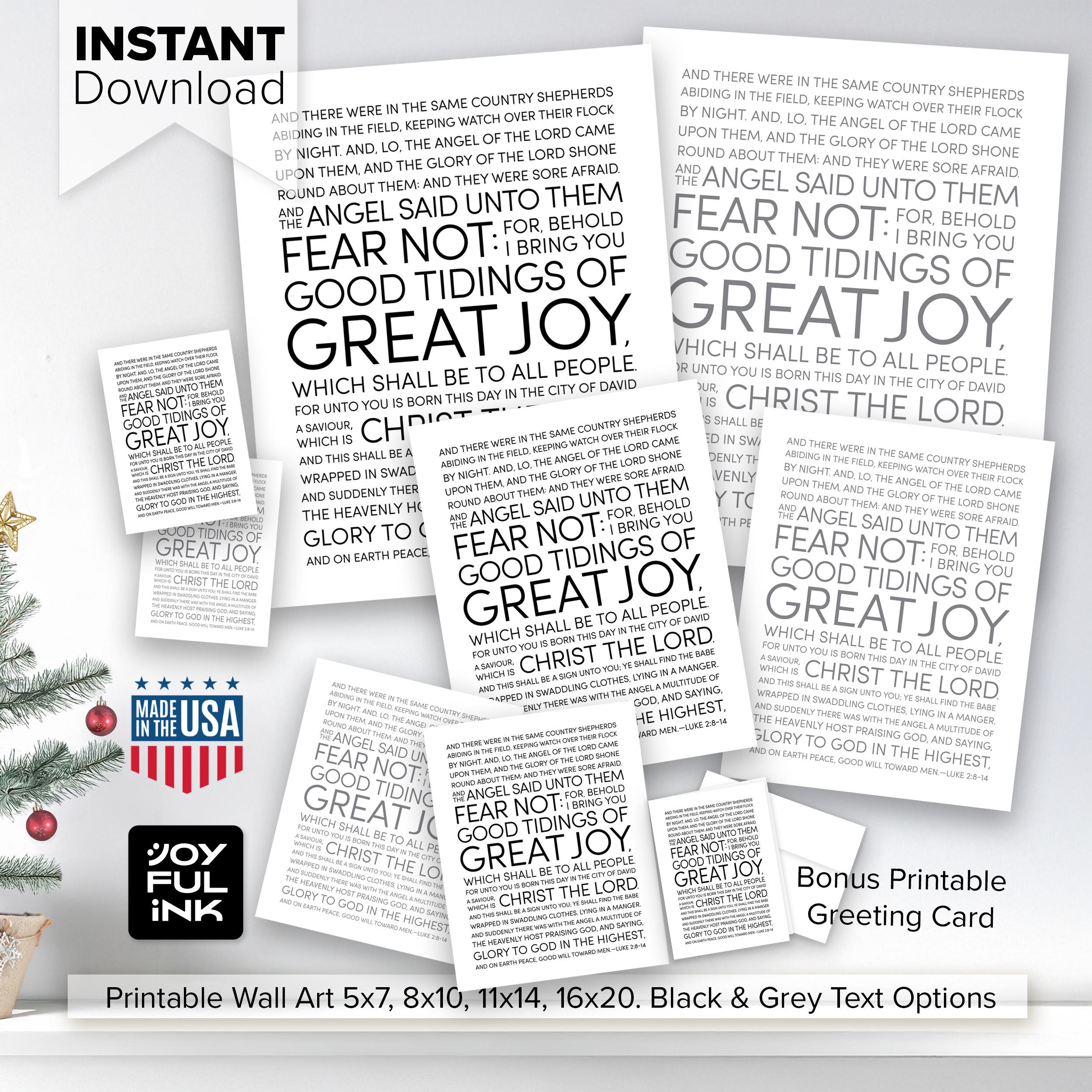 Linus Christmas Speech Sign Printables Gift Set W/ Card. Scripture Luke ...