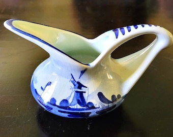 delft blue and white fern leaf creamer