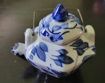 Hexagonal mini teapot blue and white from Pier 1