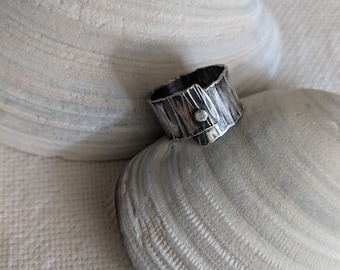 Forged Silver Rivet Ring