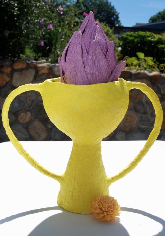 Paper Pulp Vase Paper Mache Trophy Vase-bohemian Decor - Etsy