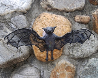 Bat Art Doll- Gothic Wall hanging- Bat sculpture