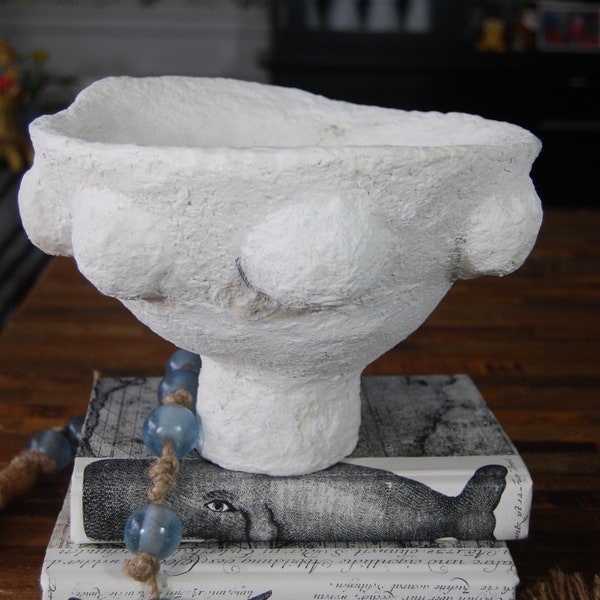 Paper Mache Large Stud Bowl- Contemporary Earth Vessel- Unique Sculpture