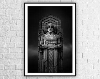 Fine Art Print, Guardians, Cleveland Ohio Wandkunst, Schwarzweißfoto, Cleveland Kunstdruck, Ohio Reisedruck, Cleveland Wahrzeichen