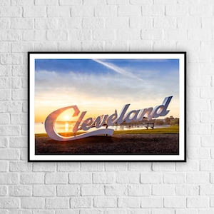 Fine Art Print, Cleveland Script Sign, Edgewater, Wall Art, Color Fine Art Photo, Cleveland Art Print, Ohio Travel Print, Cleveland Landmark