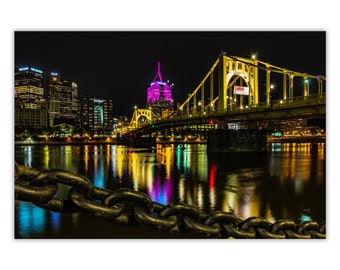 Pittsburgh Wall Art || Pittsburgh Photography || 12x18 || 20x30 || PGH Photography || Night Photography || Bridges || Cityscape