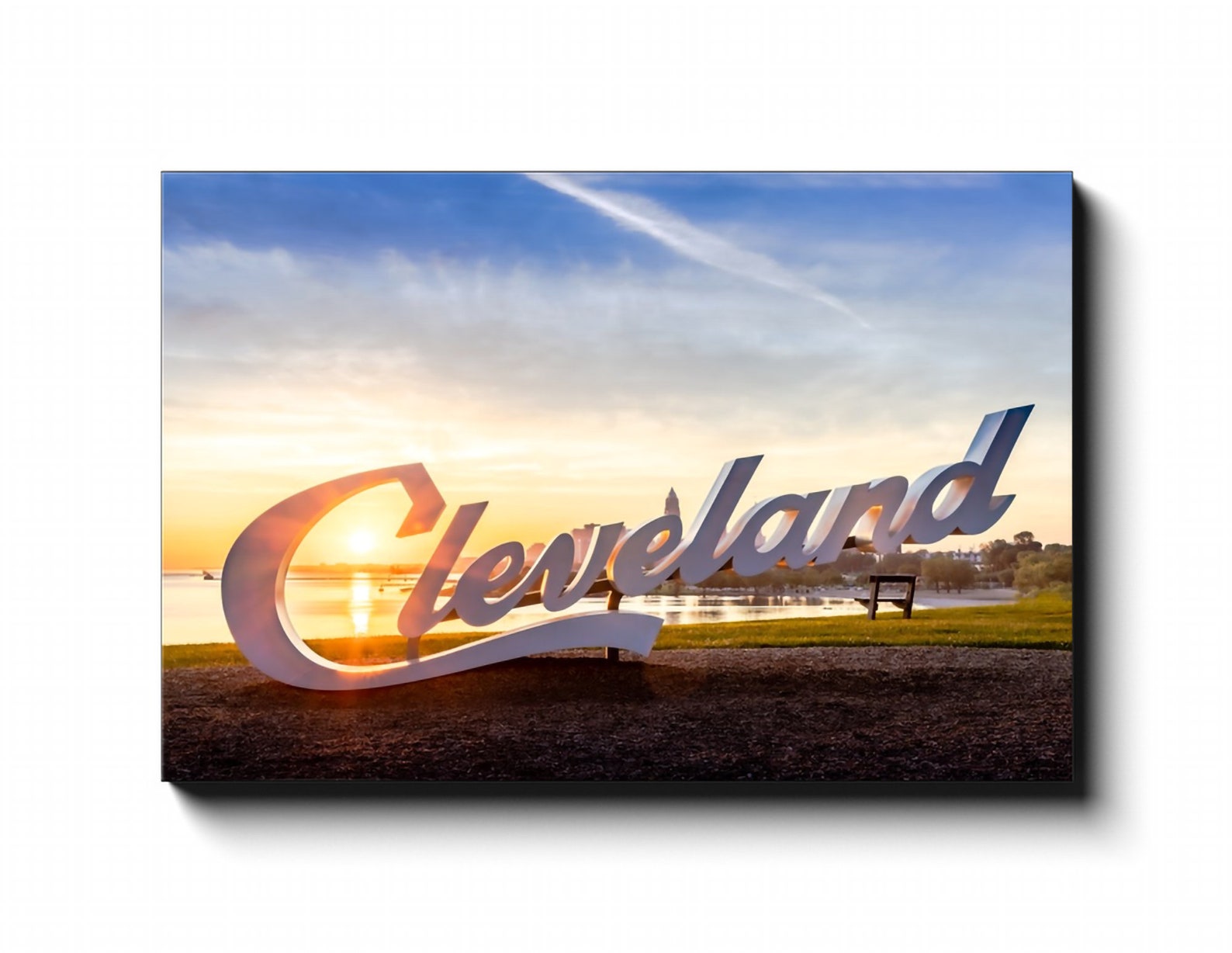 Cleveland Script Canvas Print Edgewater Park Canvas Wraps Etsy