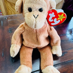 Vintage Bongo the Monkey - Retired Beanie Baby, Bongo Beanie baby with tag errors. Near Mint, Rare, Tag Errors,
