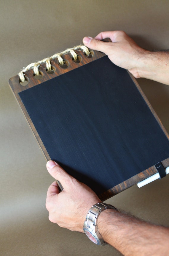 Items similar to Wooden Chalkboard Notebook style Rustic Blackboard