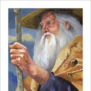 Wizard on a journey - &quot;Walking the world&quot; - Fantasy Art / Illustration Reproduction