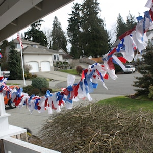 Fabric & Twine Red/White/Blue 4th of July Garland / Party Decoration