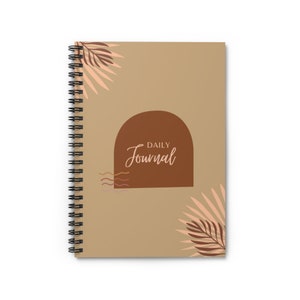 Brown Boho with &quot;Daily Journal&quot; Spiral Notebook/Diary/Journal - Ruled Line