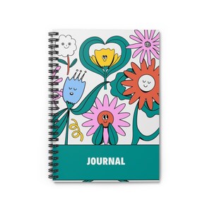 Retro Pop Floral with &quot;Journal&quot; Spiral Notebook/Diary/Journal - Ruled Line
