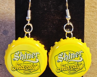 Shiner Bock *Lemonade Shandy* bottle cap dangle earrings