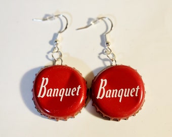 Banquet bottle cap dangle earrings