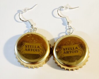 Pendientes colgantes con tapón de botella de Stella Artois