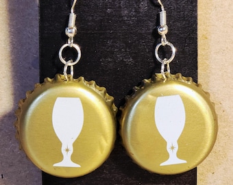 Stella Artois *Chalice* bottle cap dangle earrings