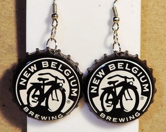 New Belgium Brewing *Black* bottle cap dangle earrings