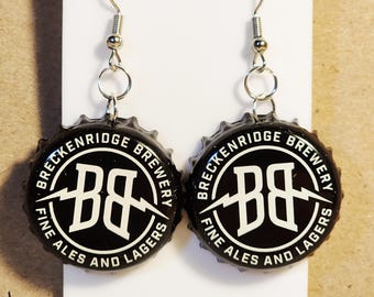 Breckenridge Brewery Company bottle cap dangle earrings