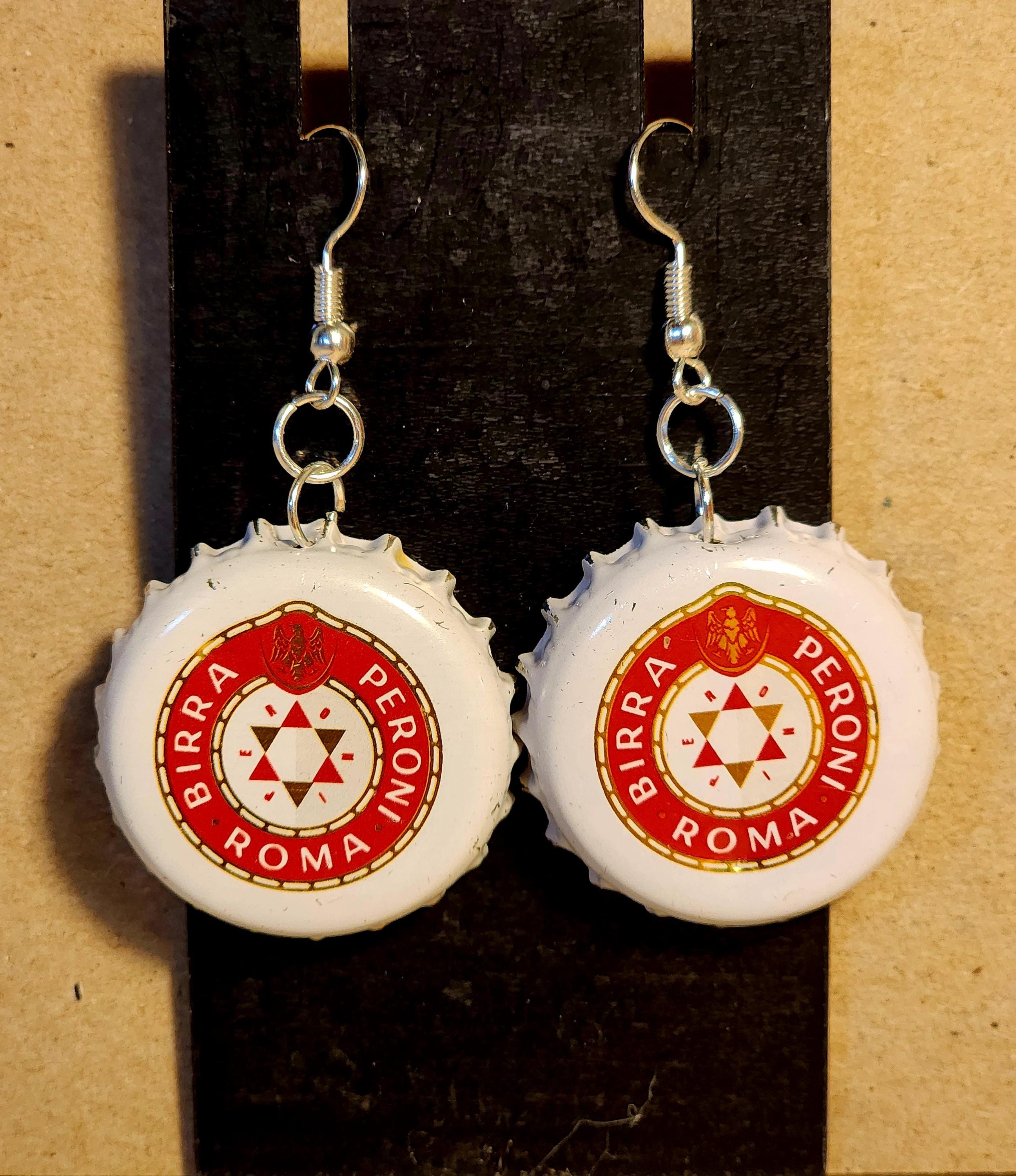 Peroni Birra Roma Bottle Cap Dangle Earrings - Etsy