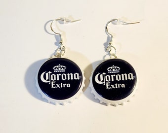 Pendientes colgantes con tapa de botella de Corona Extra