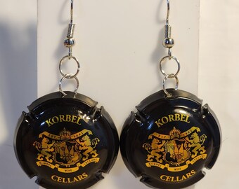 Korbel Cellars sparkling wine dangle earrings