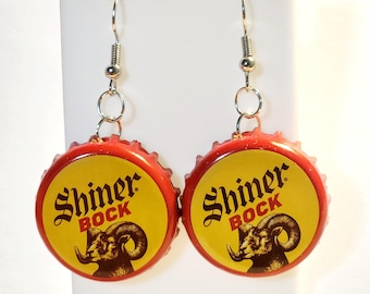 Pendientes colgantes con tapa de botella de Shiner Bock