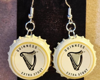 Boucles d'oreilles pendantes Guinness *Extra Stout* capsule