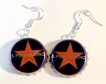 Pendientes colgantes con tapa de botella de S. Pellegrino