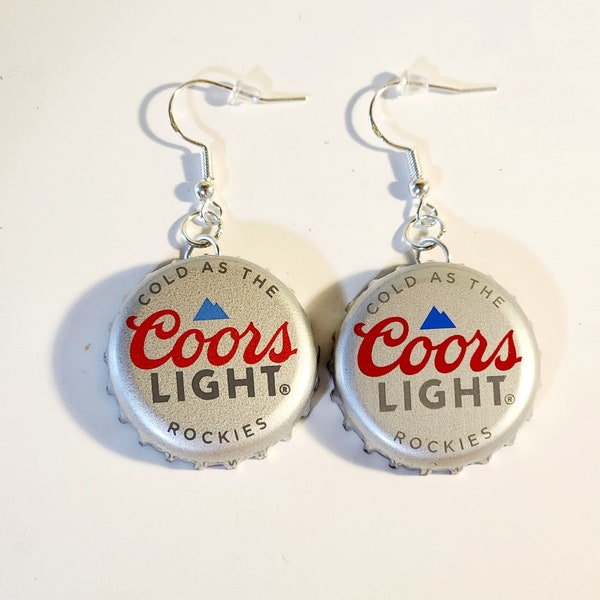 Coors Light bottle cap dangle earrings