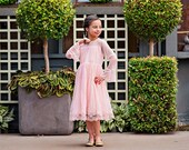 Carmella Pink Lace Knee Length Flower Girl Dress - Junior Bridesmaid Dress - Communion Gown - Sleeveless Maxi Dress - Toddler Flower Girl
