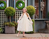 Carmella Ivory Lace Knee Length Flower Girl Dress - Junior Bridesmaid Dress - Communion Gown - Sleeveless Maxi Dress - Toddler Flower Girl