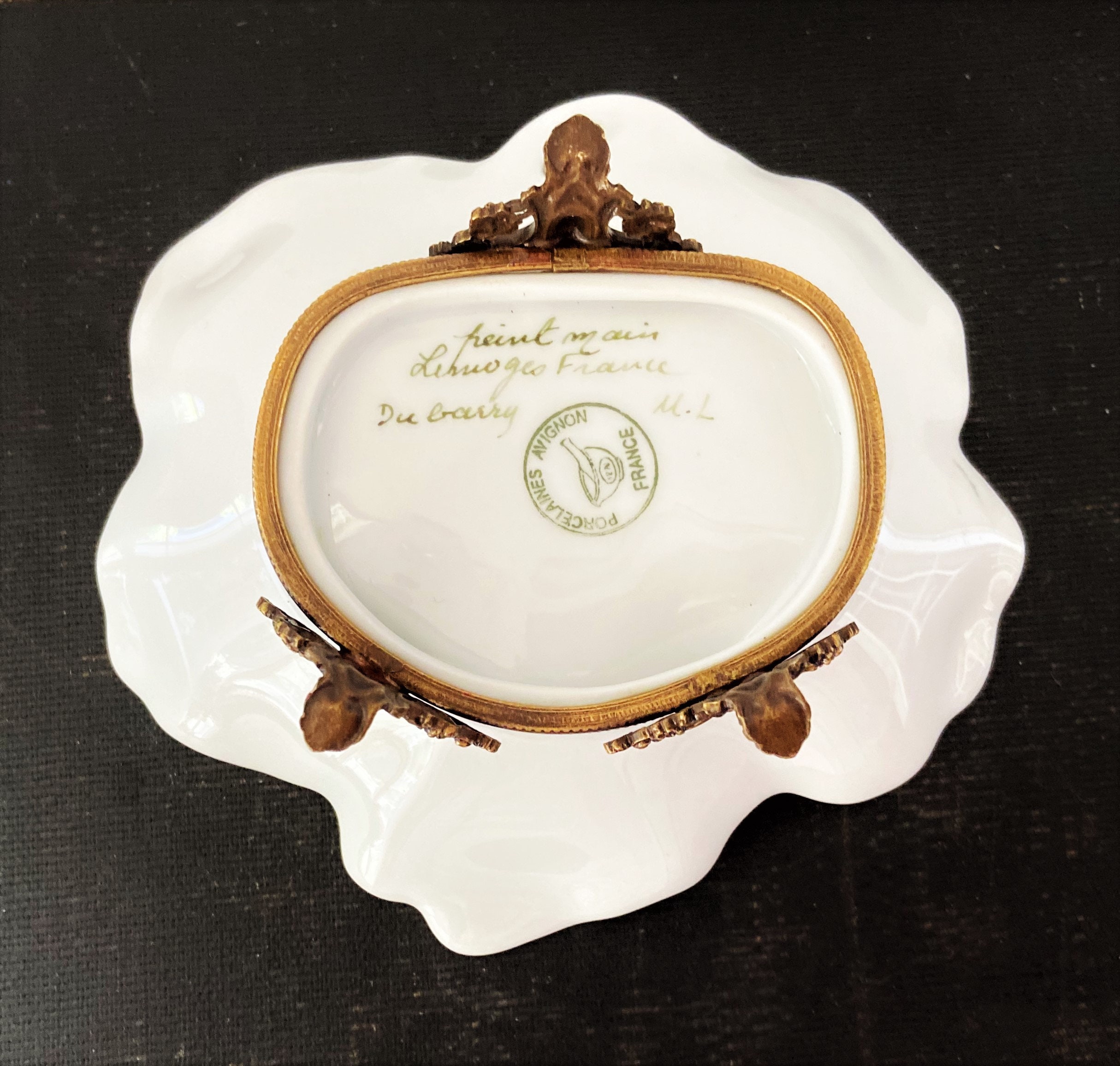 Limoges Leaf Dish Limoges Peint Main Signature Du Barry Dish Etsy