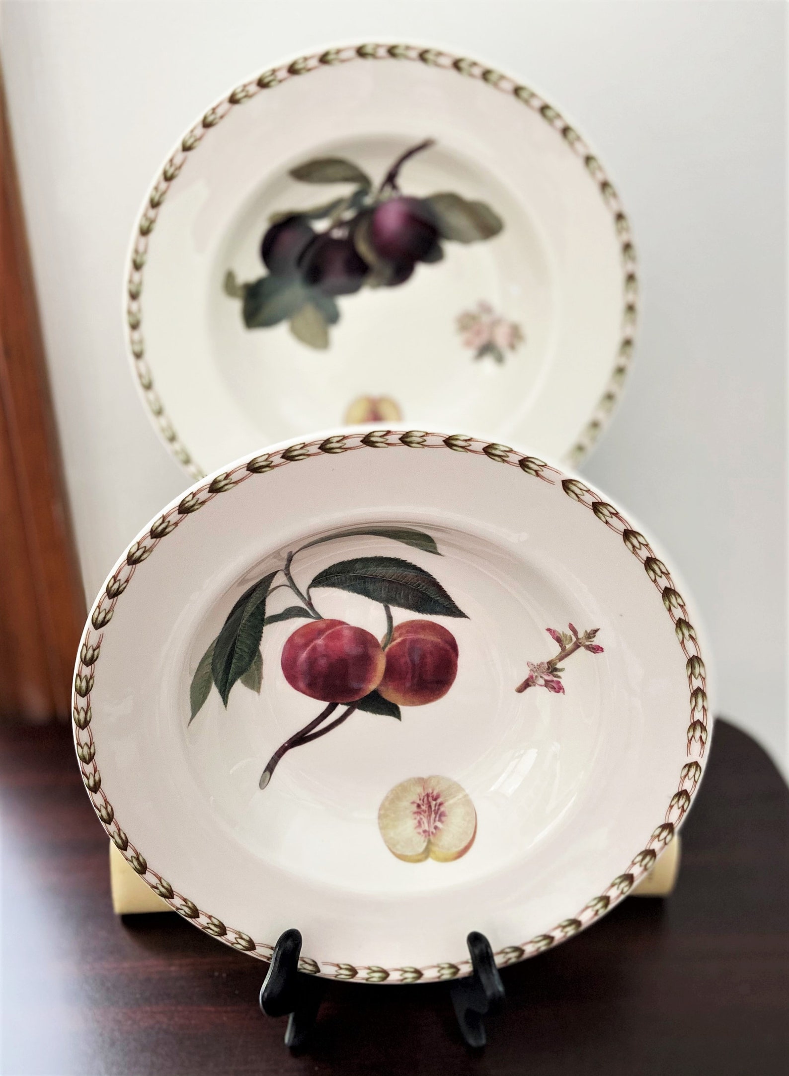 Queens Fine China Set of Two Hookers Fruit Rimmed Soup Bowls Etsy