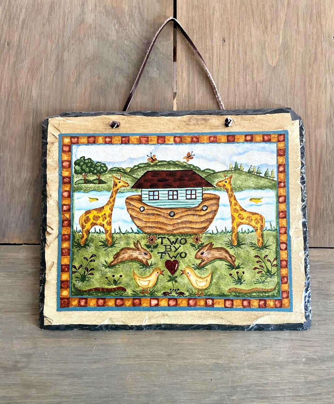 Noah's Ark Hanging Wall Slate Nursery Decor Noah's - Etsy